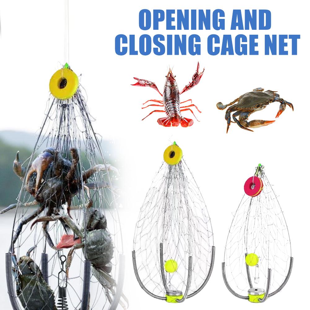 50/60 Automatic Opening Closing Fishing Trap Fishing Net Cage Net Steel Wire for Saltwater Seawater Outdoor Fishing Accessories