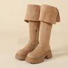 Thick-soled over-the-knee boots women's 2025 autumn and winter new thin suede boots women's long thin boots thick-legged high boots