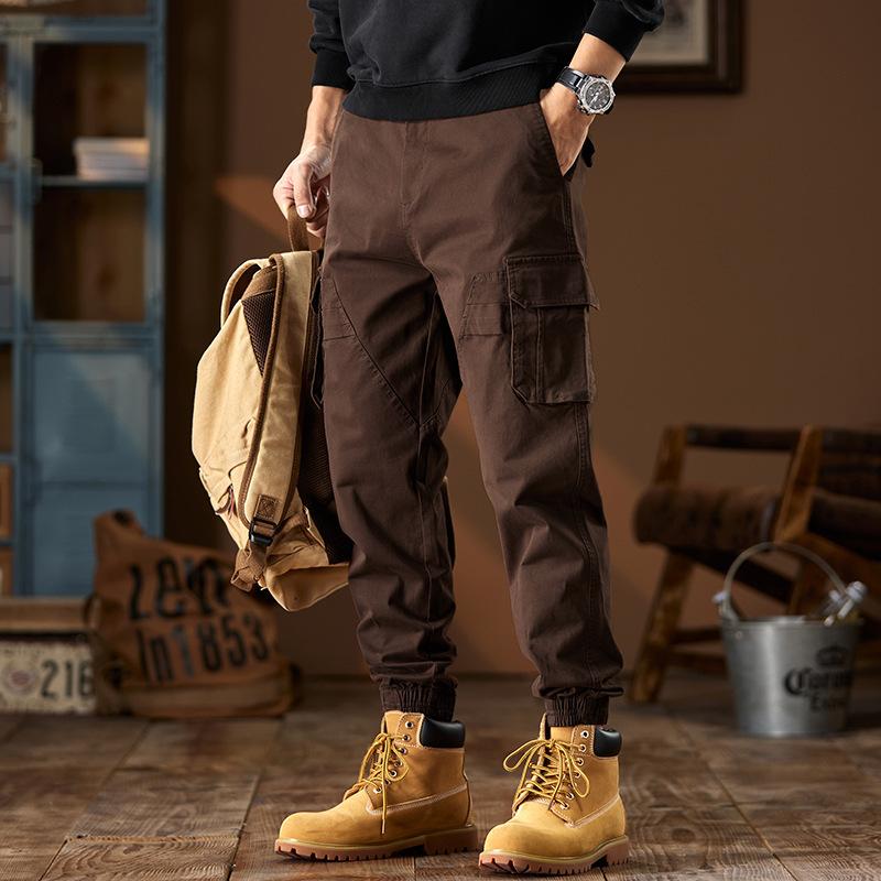 Fleece Overalls Men's Autumn and Winter Trendy Brand Loose Harlan Leggings American Retro Multi-pocket Casual Pants Thickened