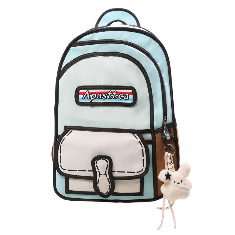 Rucksack mit großem Fassungsvermögen, 2D, Cartoon, Stereo, Schultasche für Studenten