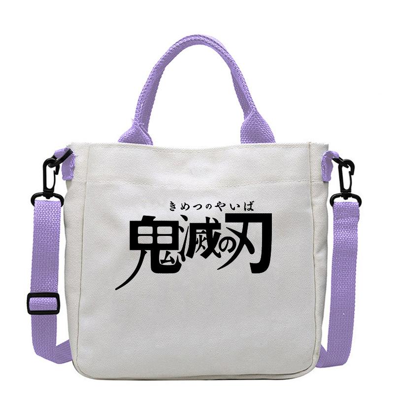 Japan cartoon comics Demon Slayer Print Canvas Bag Stylish Women's Handbag Large Capacity Casual Shoulder Bag 7560