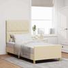 Bed Frame with Headboard Cream 90 X 190 Cm Fabric
