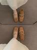 French Hollow Naked Apricot Gentle Rivet Temperament Sandals Summer Fairy Bohemian Vacation Mary Jane Single Shoes