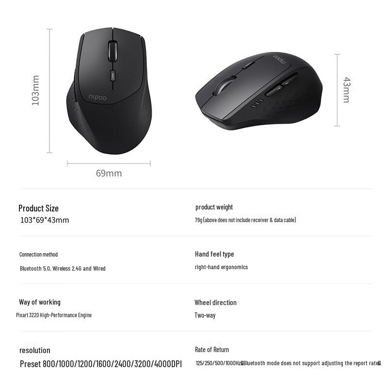 Rapoo MT550 Multi-Mode Wireless Office Mouse