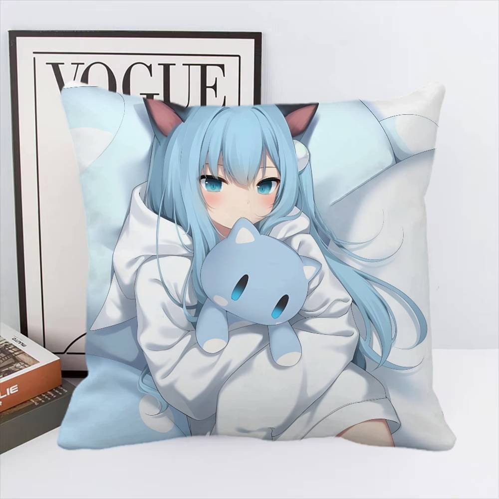 Cute NNachoneko Anime Girl Pillow Case Square Pillow Bedroom Sofa Leisure Comfort Cushion Car Home Decoration
