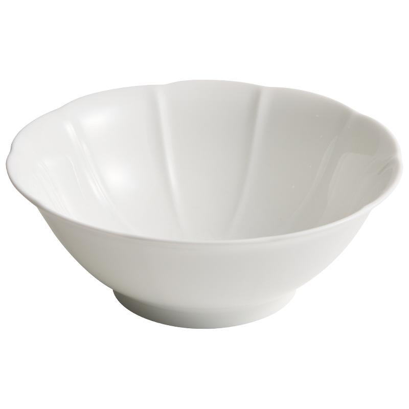 Household White Porcelain Lace Soup Bowl, Creative Ceramic Dry Ice Plate, Noodle Bowl, Salad Bowl, Irregular Tableware