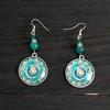Ingemark Ethnische Runde Glas Anhänger Ohrringe Damen Vintage Temperament Metall Durchstochene Ohr Accessoires Party Bankett Schmuck Geschenk