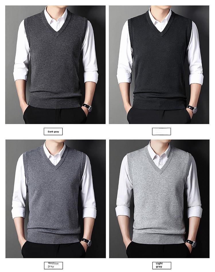 Woodpecker Men's V-neck Knitted Sleeveless Vest for Autumn and Winter