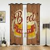 Cask Wine Glass Beer Stone Brick Retro Window Curtains Home Decor Living Room Curtains Kid's Room Cortinas For Kitchen Bedroom