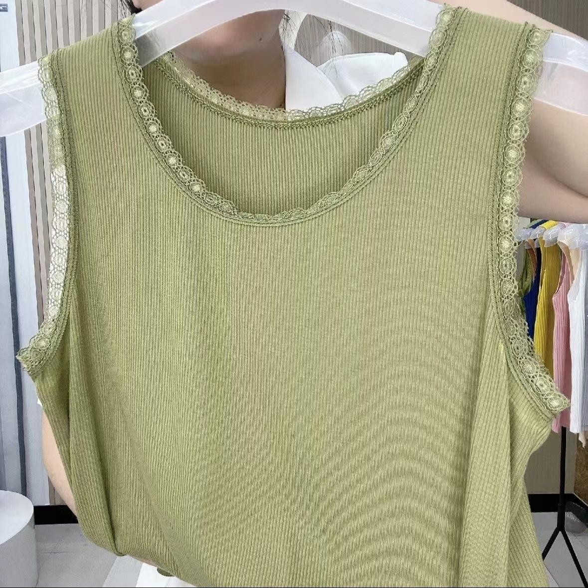 

Lace lace small suspender vest women s summer new slim fit outside sleeveless top with bottoming shirt inside 4xl recommended 90-100kg зелений