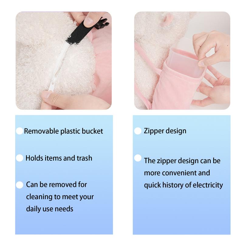 For General Car Tissue Holder Cute Dog Plush Toy Trash Bins Creative Car Tissue Box Plush Zippered Cartoon Dog Trash Can