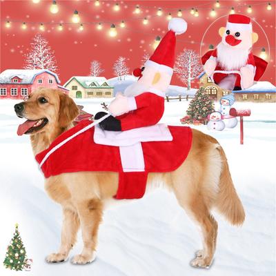 Yenilikçi Evcil Hayvan Köpek Noel Kostümü Noel Baba Binicilik Elbisesi Giyim Komik Parti Giydirme Cosplay Giyim Kış Sıcak Giysiler Mont