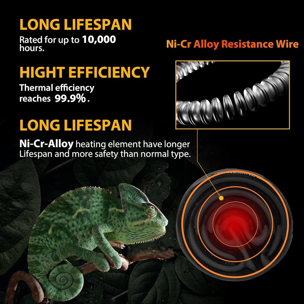 BNOSDM Reptile 75W Ceramic Heat Emitter,4 Pack Reptile Heat Lamp Bulbs,Non Light Emitting,Brooder Coop Heater Lamp Bulb for Amphibian Reptile Lizard