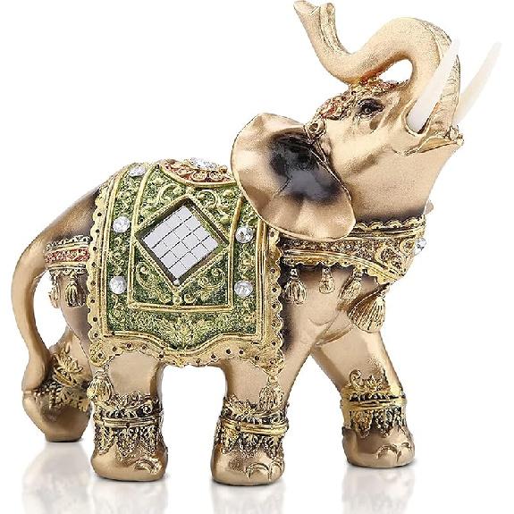 

Статуэтка Счастливого Слона для украшения дома, магазина и ресепшена - Тайский Фэн-шуй Слон на удачу - Три размера (L/M/S) (L) S