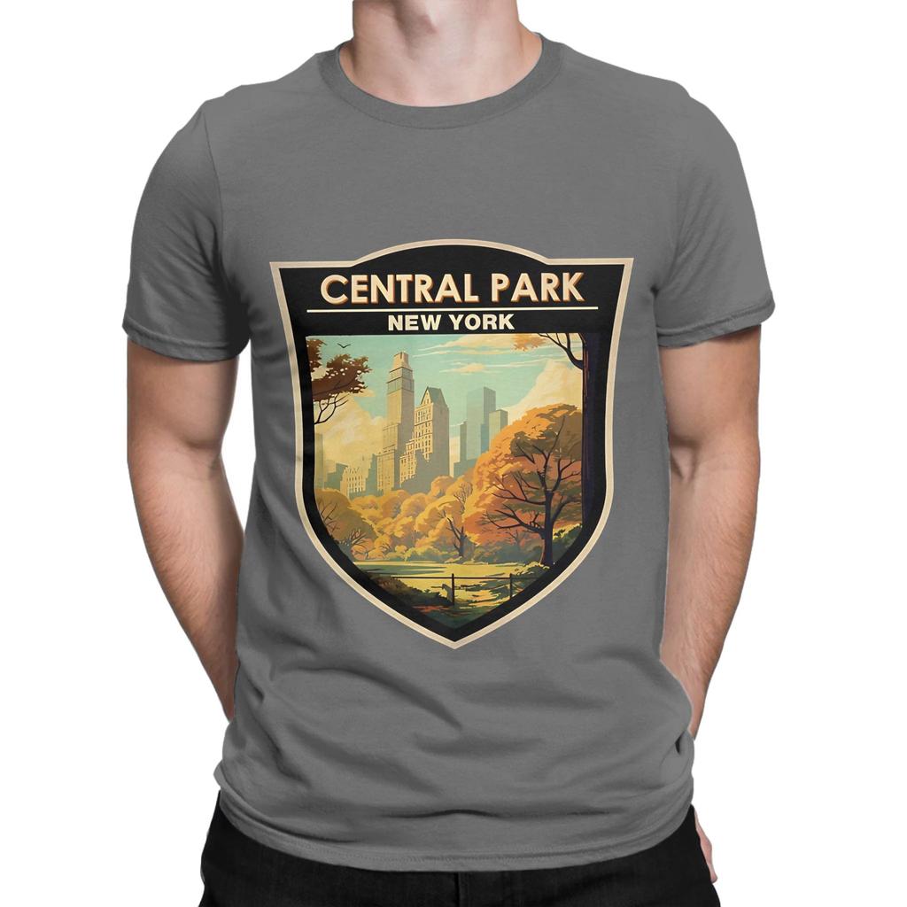 Central Park Travel Art Badge Graphic 100 Cotton TShirt central park season 3 Tops Tees For Unisex