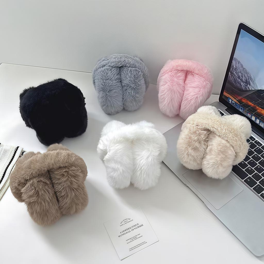Winter Faux Rabbit Fur Earmuffs Plain Solid Color