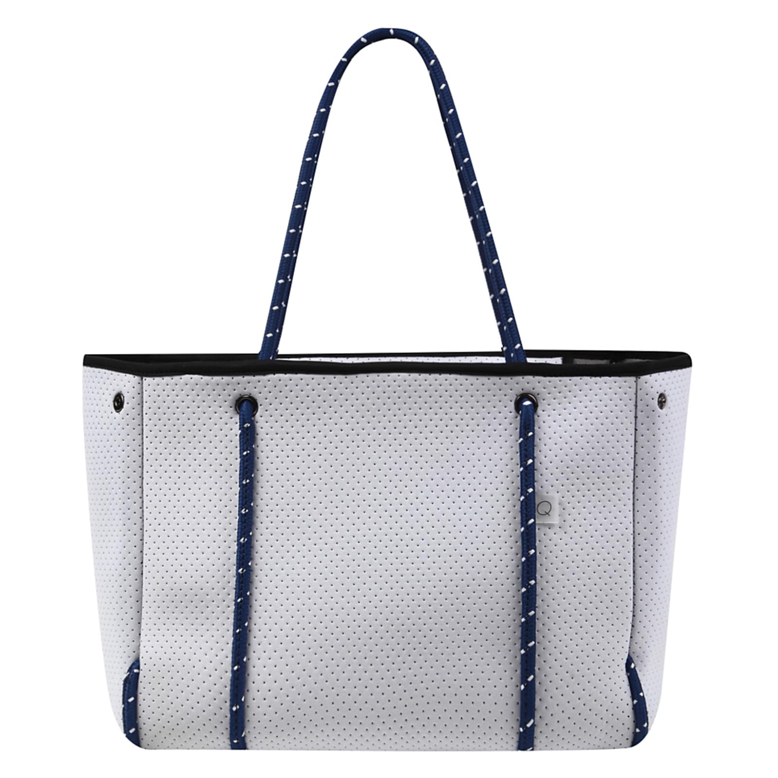 

[qbag paris] Неопренова сумка-тоут на блискавці розміру M, великої місткості, легка, яку можна прати, формату A4 з блискавкою (Глазурований Б янко)