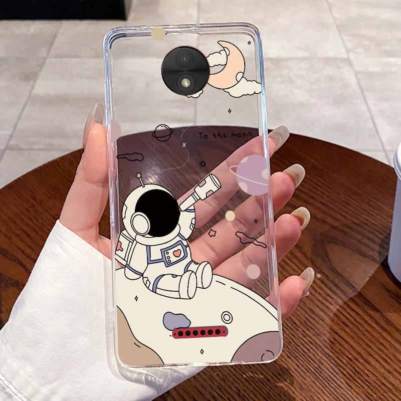 Casing For Motorola Moto C Plus Case Aesthetic Cute Cat Astronaut Transparent Soft Silicone Back Cover Moto C CPlus Phone Case