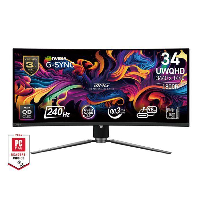 Gaming PC Monitor - MSI - 34 - UWQHD - 240Hz - QD-OLED Panel - 0.03ms - Height Adjustable - MPG 341CQPX QD-OLED