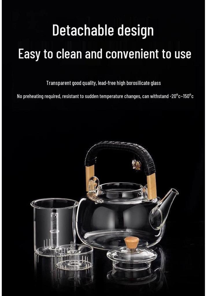 2025 Automatic Electric Ceramic Stove & Large Glass Tea Kettle Set - High Temp Resistant for Brewing