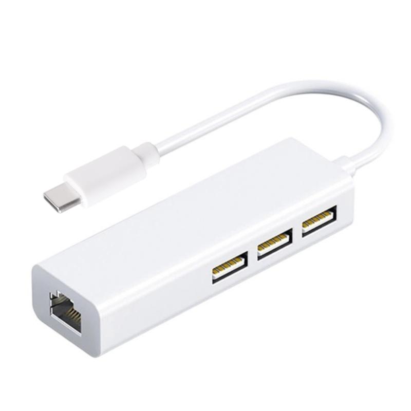USB C/A Ethernet Adapter 3 Port USB RJ45 Networking Connector Easy Installation