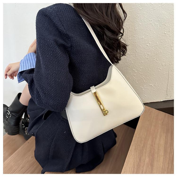 Trendy 2023 Winter New Pure Color Pu Underarm Bag French Style Shoulder Bag For Women