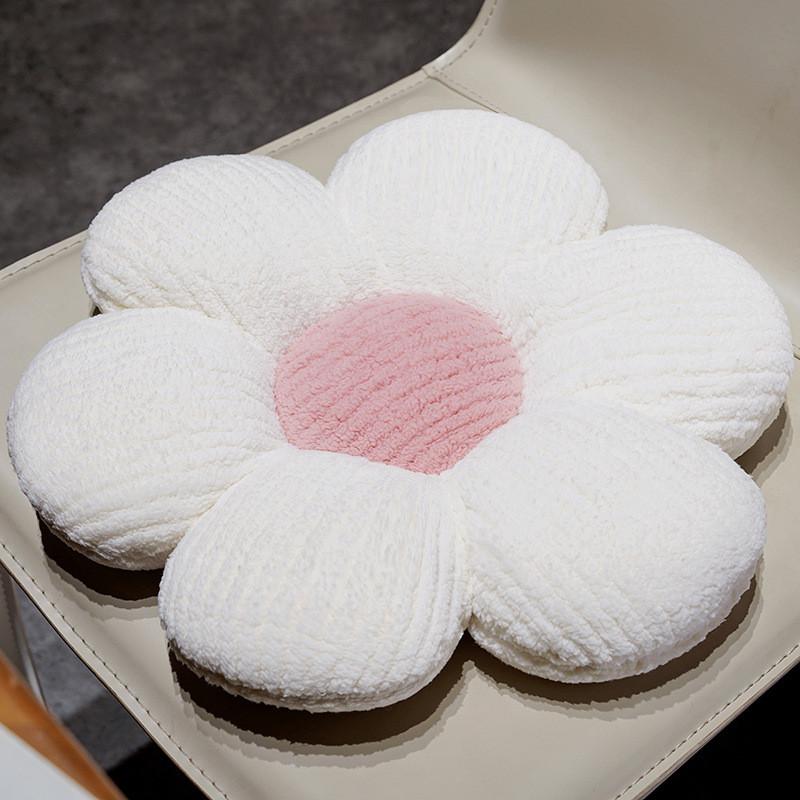 

Flower Seat Cushion For Bedroom Home Office Plush Short Pile Pp Cotton Decor White Pink,40cm