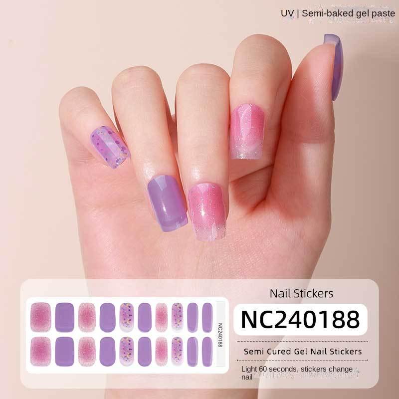 New Hot Stamping Laser Gel Nail Stickers French Nail Polish Glue Semi-cured Gel Nail Stickers
