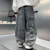 Négy Évszak Gyerek Szigetelt Kopott Farmer Nadrág Betűvel Fiúknak Vastag Hő-Denim Nadrág Gyerek Nadrág