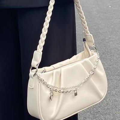Trendy Underarm Bag Women'S Pleated Cloud Square Handbag Niche Design Simple And Versatile Shoulder Bag
