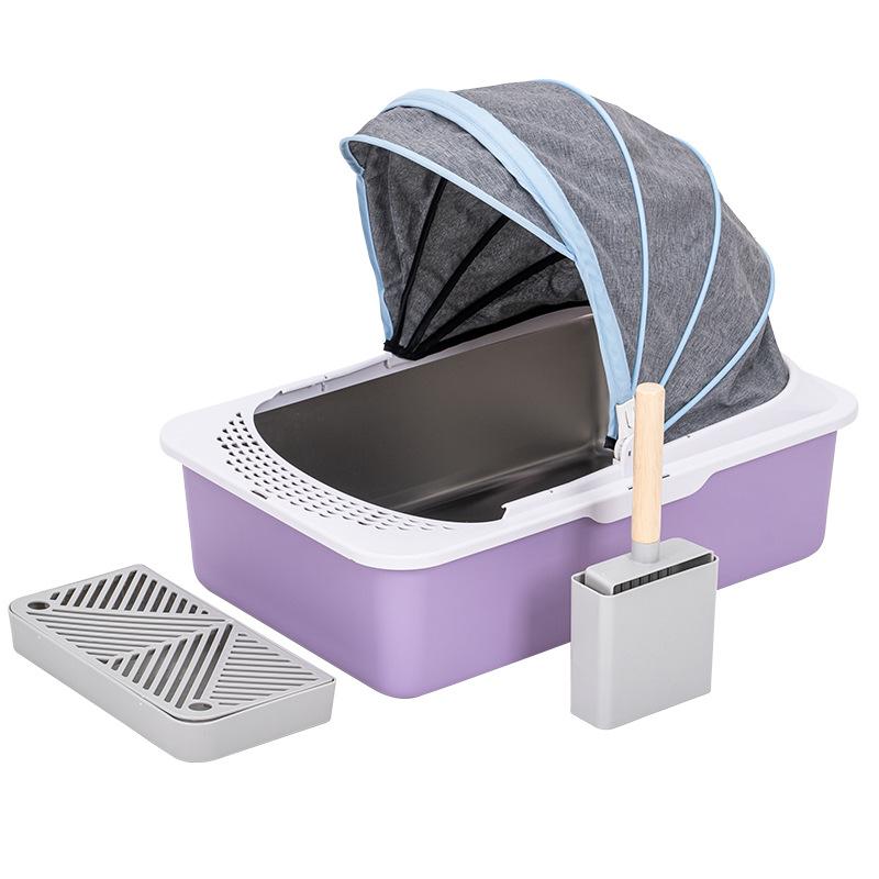 Fully Enclosed Cat Litter Basin Is Easy To Clean and Splash-proof Large Stainless Steel Semi-enclosed Cat Litter Basin
