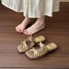 New summer sandals women's beach shoes bow slippers women's summer wear thick-heeled slippers