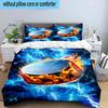 3PCS Flaming Football Artwork 3pcs Bedding,Including 3PCS Duvet Cover And 2pcs Pillowcases Perfect for Christmas,Ideal for Bedroom, Dormitory