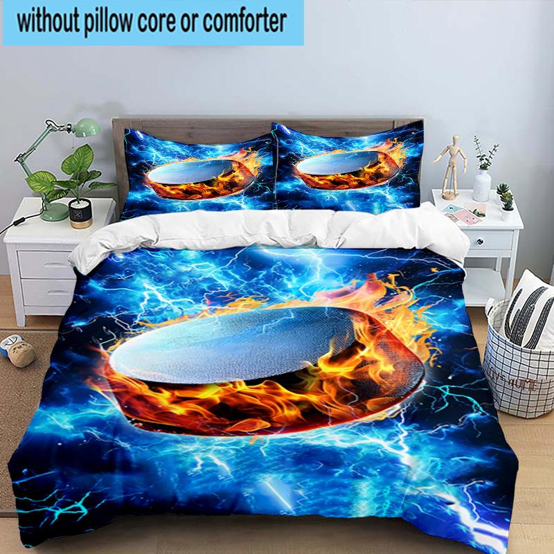 3PCS Flaming Football Artwork 3pcs Bedding,Including 3PCS Duvet Cover And 2pcs Pillowcases Perfect for Christmas,Ideal for Bedroom, Dormitory