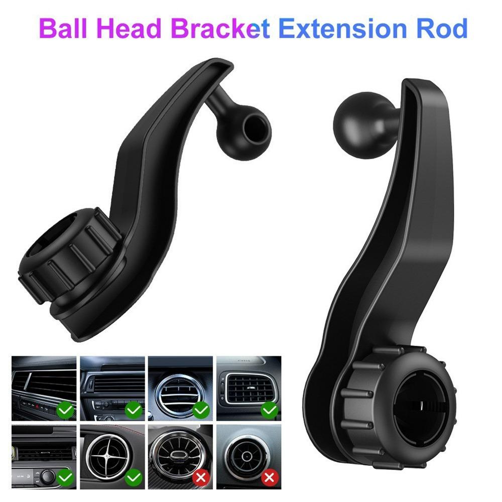 17mm Ball Joint Car Phone Holder Extension Rod 360° Rotatable Black Plastic Extender Auto Air Vent Mount GPS Stand Accessories