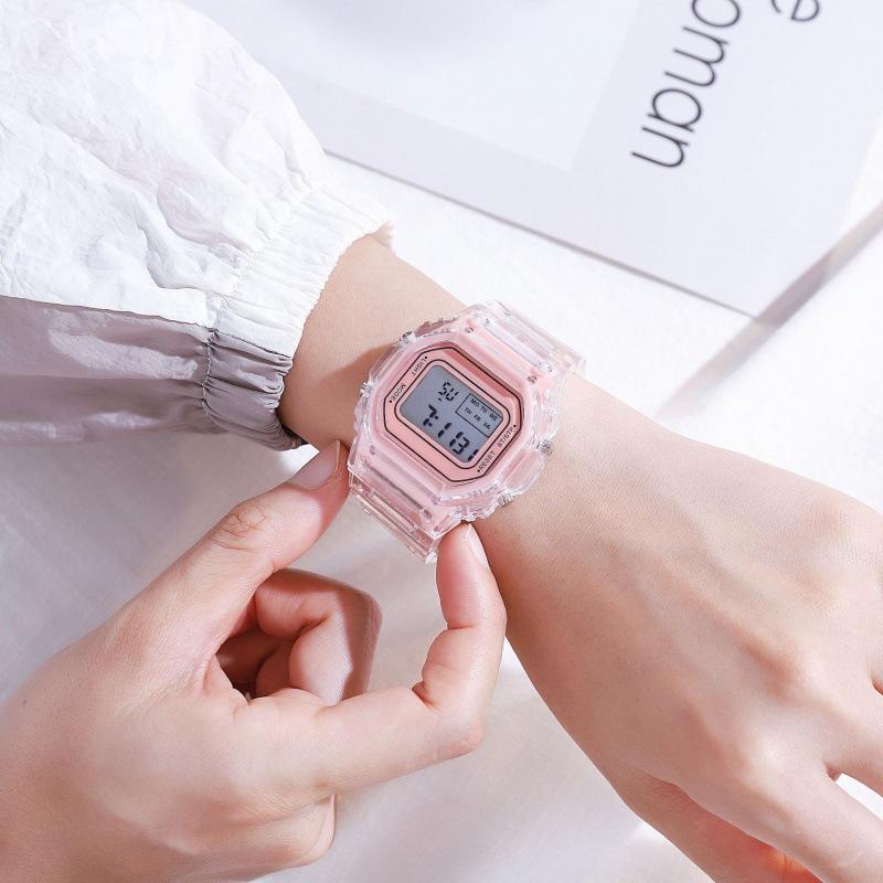 Sportuhr Student LED Elektronische Runde Uhr Bunt Herren Damen Quadratische Digitaluhren Gummiuhr