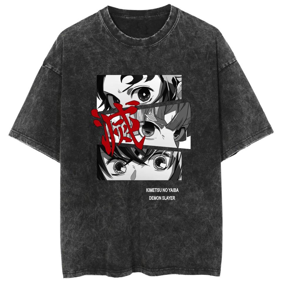 Anime Demon Slayer Kamado Nezuko Kawaii Printed T-shirt Men Women Casual Tshirts Washed Cotton Tee Harajuku Male Manga T Shirt