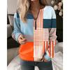 Womens V-Neck Half-Zip Long Sleeve Oversized Hoodie With Geometric Print Casual Comfort Fit 2025
