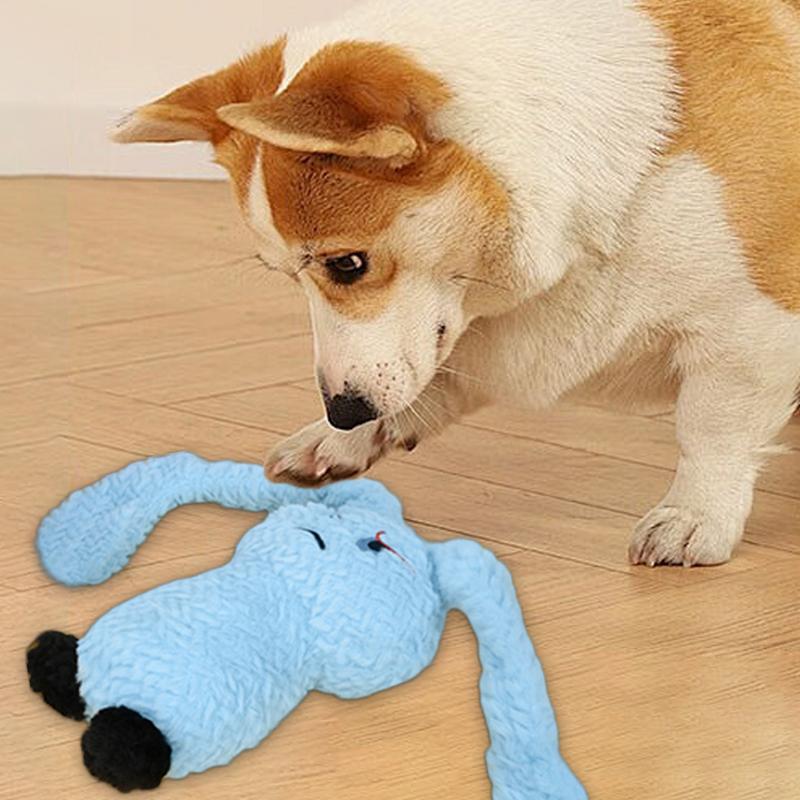 Dog Teething Toys Rabbit Design Plush Chew Sound Toy Portable Stuffed Animal Dog Plush Chewing Toy for Medium Small Puppy