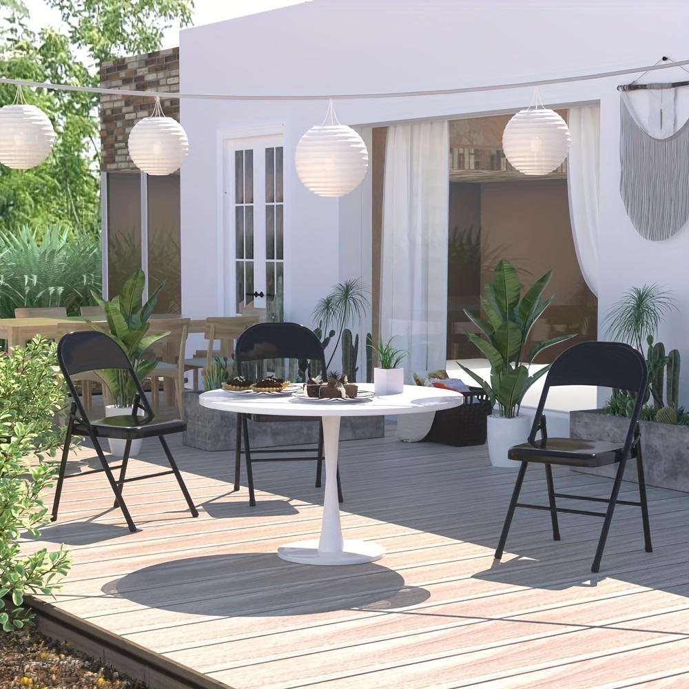 4pcs All-steel Metal Backrest Folding Chairs Portable Home Living Room Dormitory Office Fold Chairs Macaron-color Outdoor Chairs
