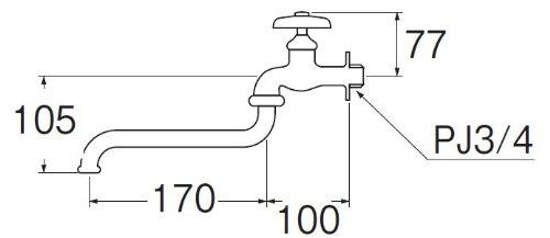 SANEI Flexible Faucet (Fixed Type), Nominal Size 20, Pipe Length 170mm, JIS Standard JA10J-20