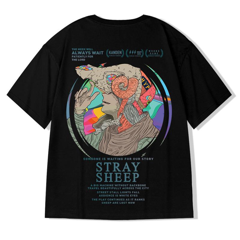 Streetwear Harajuku Summer Cartoon Cat Print T-Shirts Vintage Version Trend Casual Clothes Hip Hop Creative T Shirts y2k