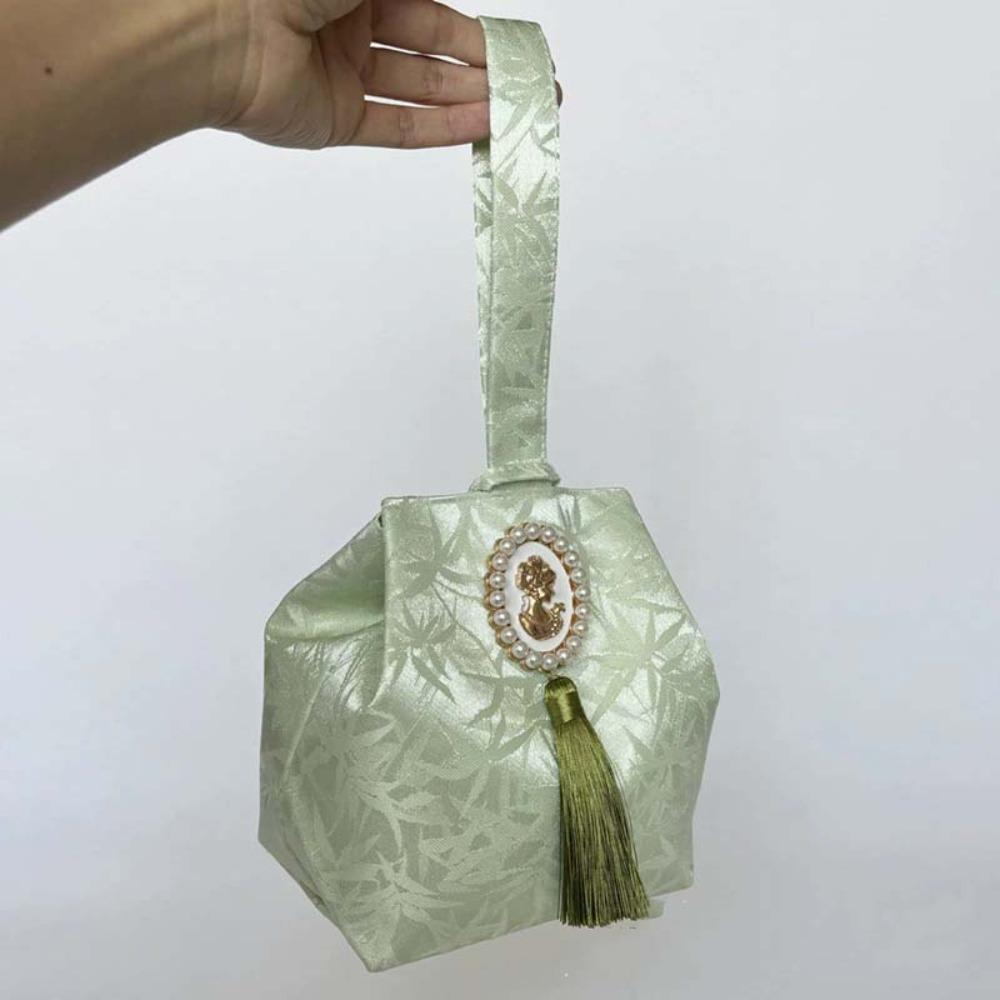 Printing Chinese Style Handbag Temperament Small Item Pouch Sweet Tassel Knot Wrist Bag  Women