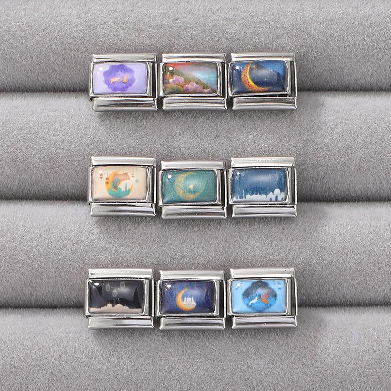 New Classic Hari Raya Haji Element Moon Sheep Pattern Italian Charm Links Fit 9mm Bracelet Stainless Steel DIY Making Jewelry