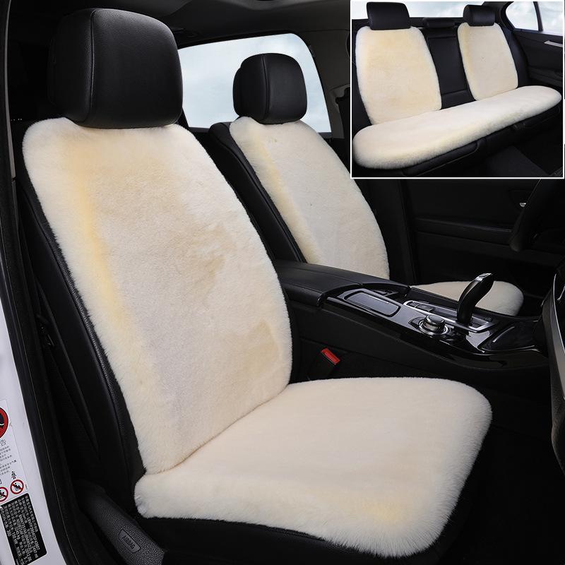 Winter Rabbit Fur Wool Heated Car Seat Cushion - Non-slip, Warm, for Single Seat with Small Waist Support