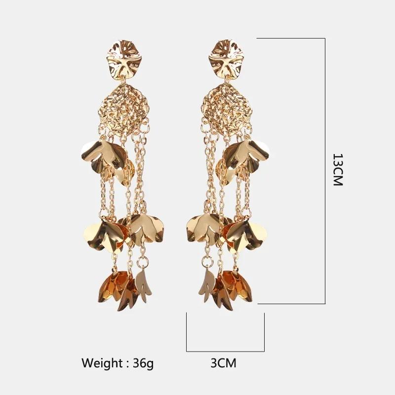 Tassel Earrings Exaggerated European and American Long Wild Retro Fashion Alloy Flower 2024