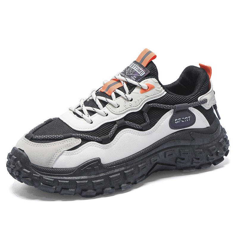 2025 Spring Korean Style Men's Breathable Mesh Sneakers, Versatile Thick Sole Non-Slip Running Shoes