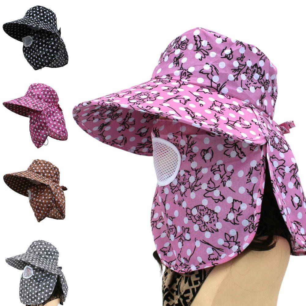 Wide Brim Face Mask Sun Hat UV Protection Fisherman's Hat Tea Picking Work Hat  Summer Outdoor
