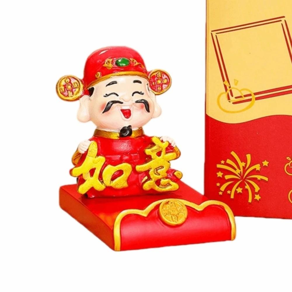 Festival Decorative Statue Chinese Wealth God Ornament Resin Mobile Phone Stand  New Year Gift