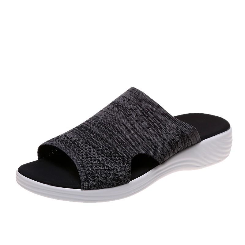 Summer new women's thick-soled slippers fish mouth fly-woven breathable thick-soled slippers